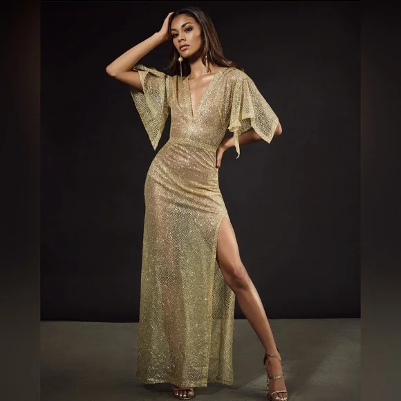 green emerald velvet dress Rhinestone Transparent Dress